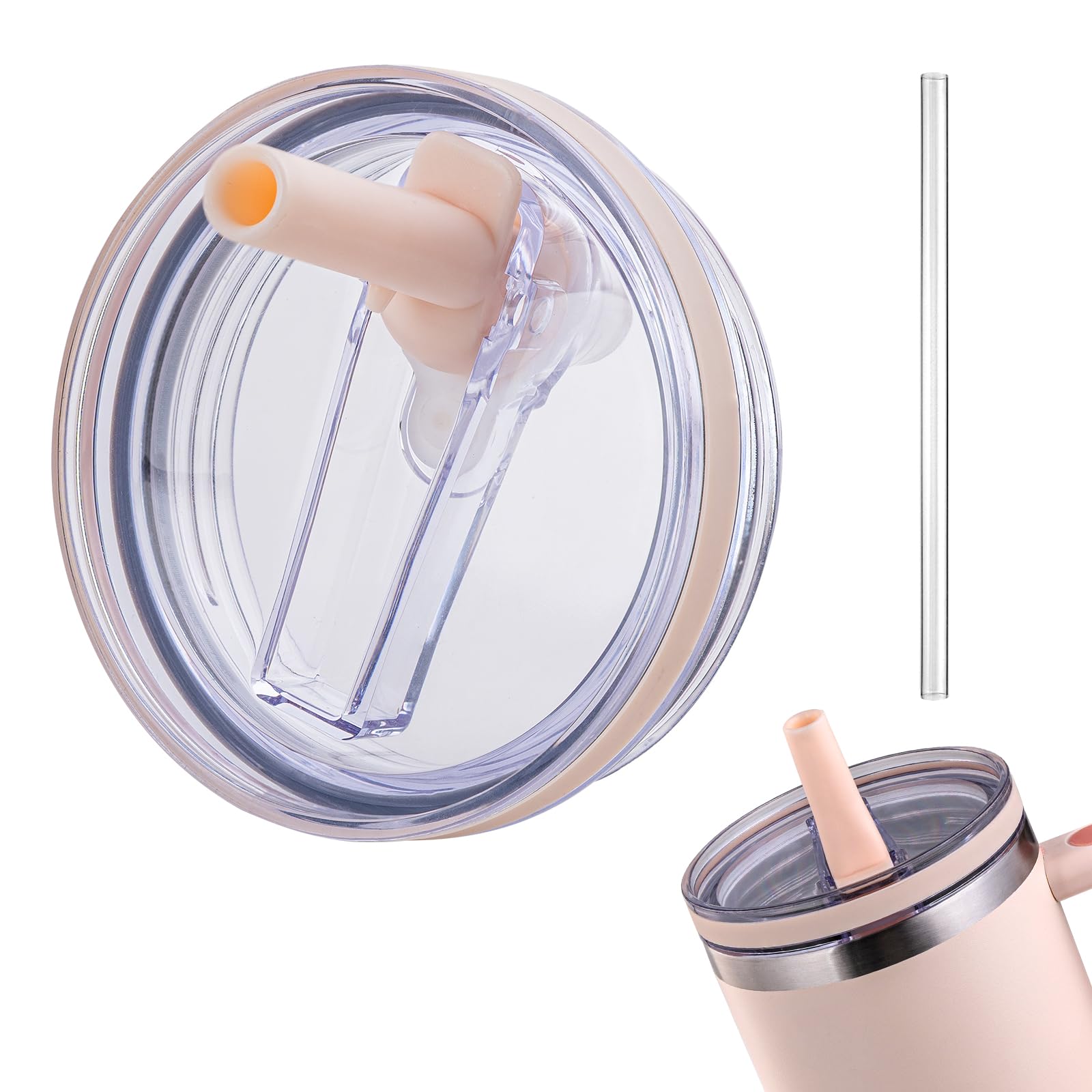 Photo 1 of Straw Lid for Stanley 40oz and 64oz Tumbler.Leakproof Flip Straw Lid Fit stanley Cup Quencher H2.0 40 oz/64 oz and Stanley ProTour 40oz/64oz Tumbler.(Rose Quartz,1-Pack)