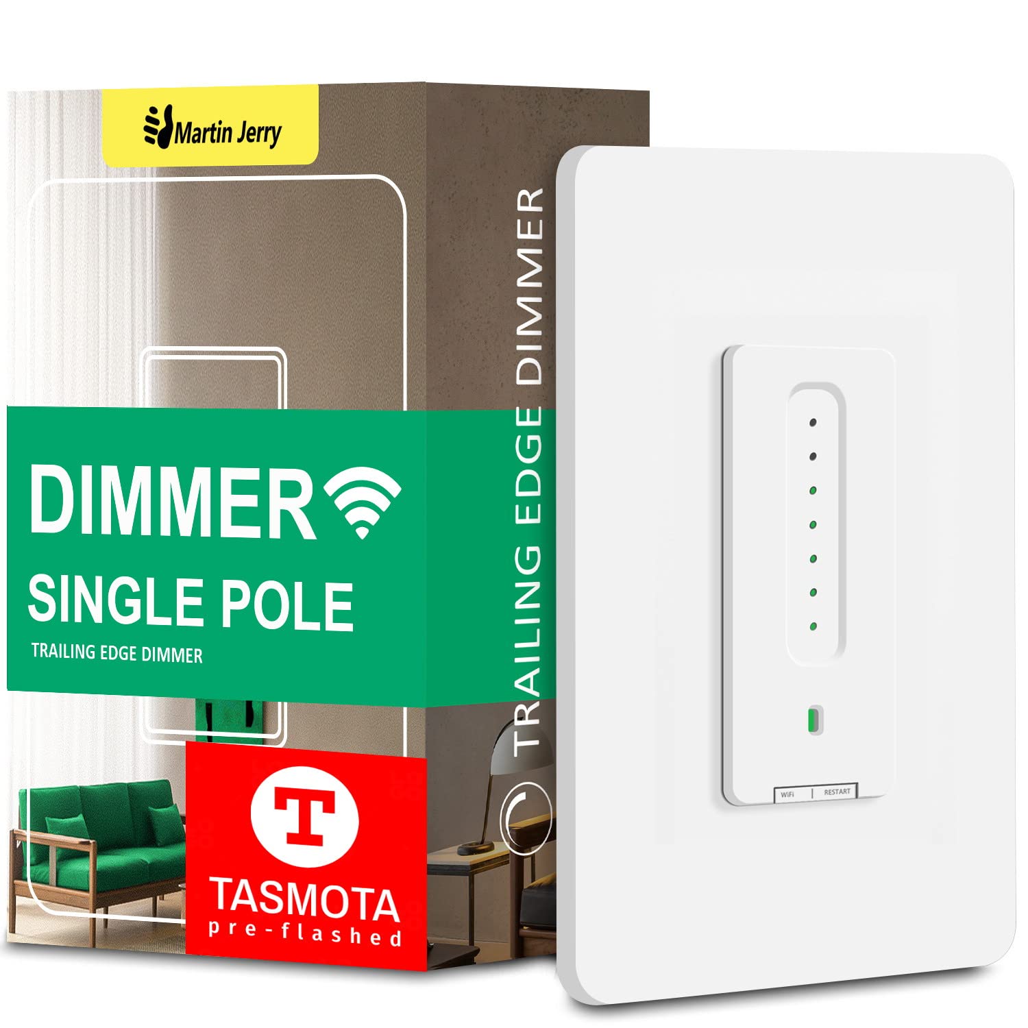 Photo 1 of TASMOTA Smart Dimmer Switch by Martin Jerry | Touch Panel Control, Trailing Edge dimmer light switch is better compatible with LED bulbs, needs neutral wire and 2.4G Wi-Fi