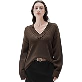 SUUKSESS Women Cashmere Blend Oversized V Neck Long Sleeve Pullover Sweaters