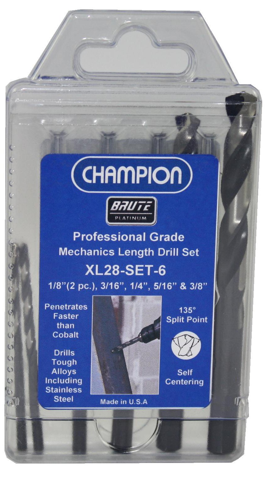 ChampionChampion Cutting Tool XL28-SET-6 Brute Platinum Mechanics Length Twist Drill Set, 6-Piece