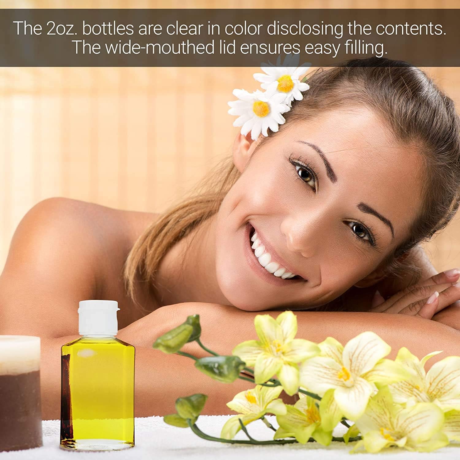 60pcs 2oz Clear Empty Travel PET Plastic Bottles with Flip Top Caps,Refillable Top Bottles, No BPA/No Parabens: Health & Personal Care