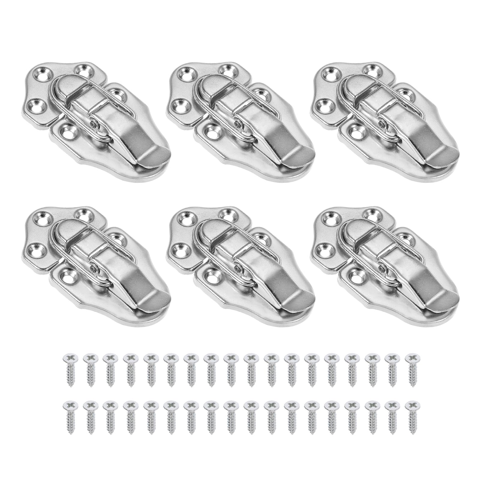 PATIKIL Retro Style Duckbilled Toggle Hasp Latch, 6 Pack Small Metal Vintage Box Toggle with Mounting Screw for Jewelry Cabinet Wooden Ordinary Box Crafts, Silver