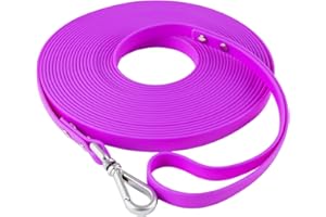 AUMAILI Dog Training Long Leash Waterproof Long Line Heavy Duty Outdoor Recall Lead 10ft 15ft 20ft 30ft 50ft for Small Medium Large Dog (Rose Purple, 20FT)