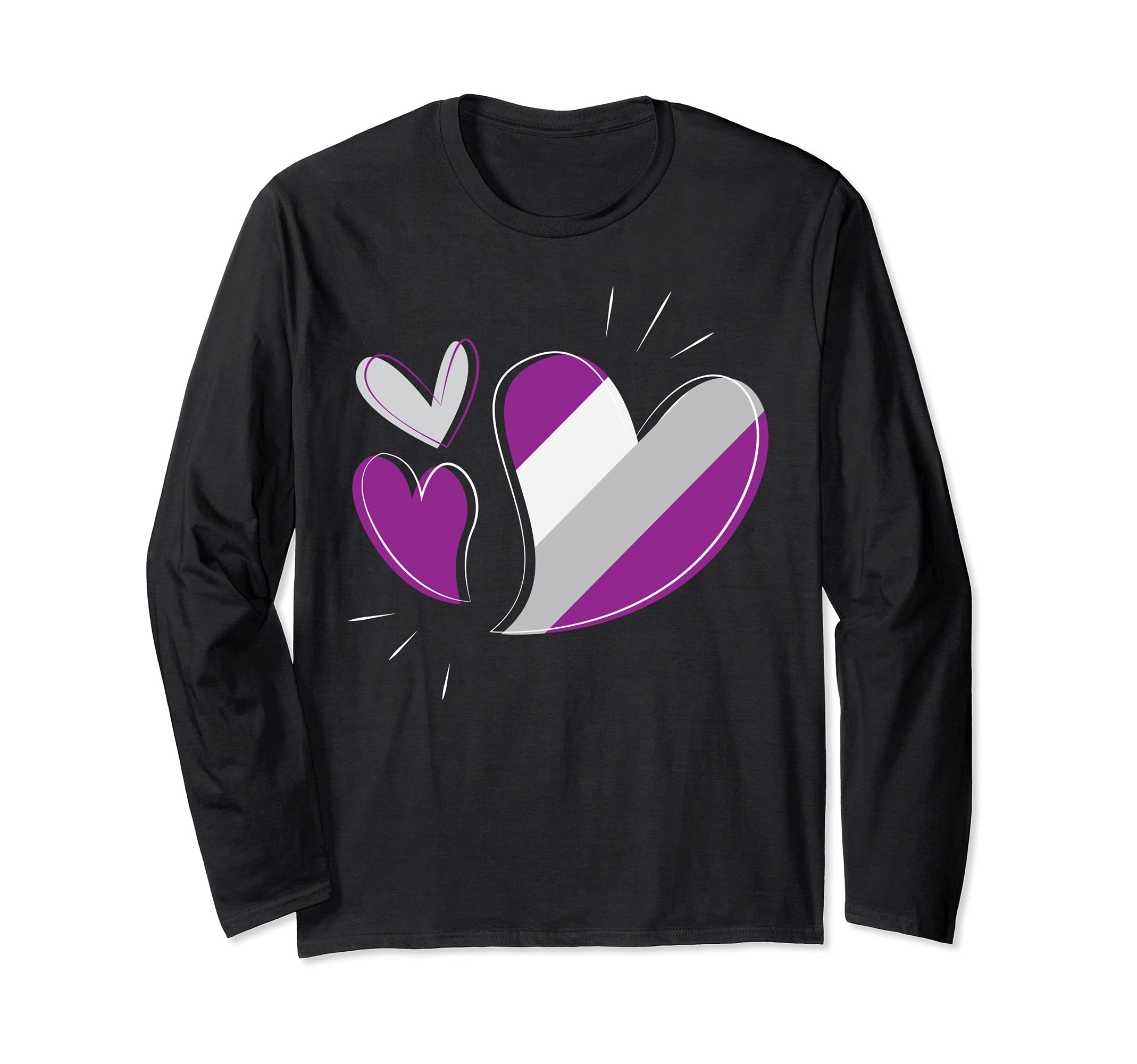 Asexual Flag Ace Pride Asexuality Gift Demi Heart Asexual Long Sleeve T-Shirt