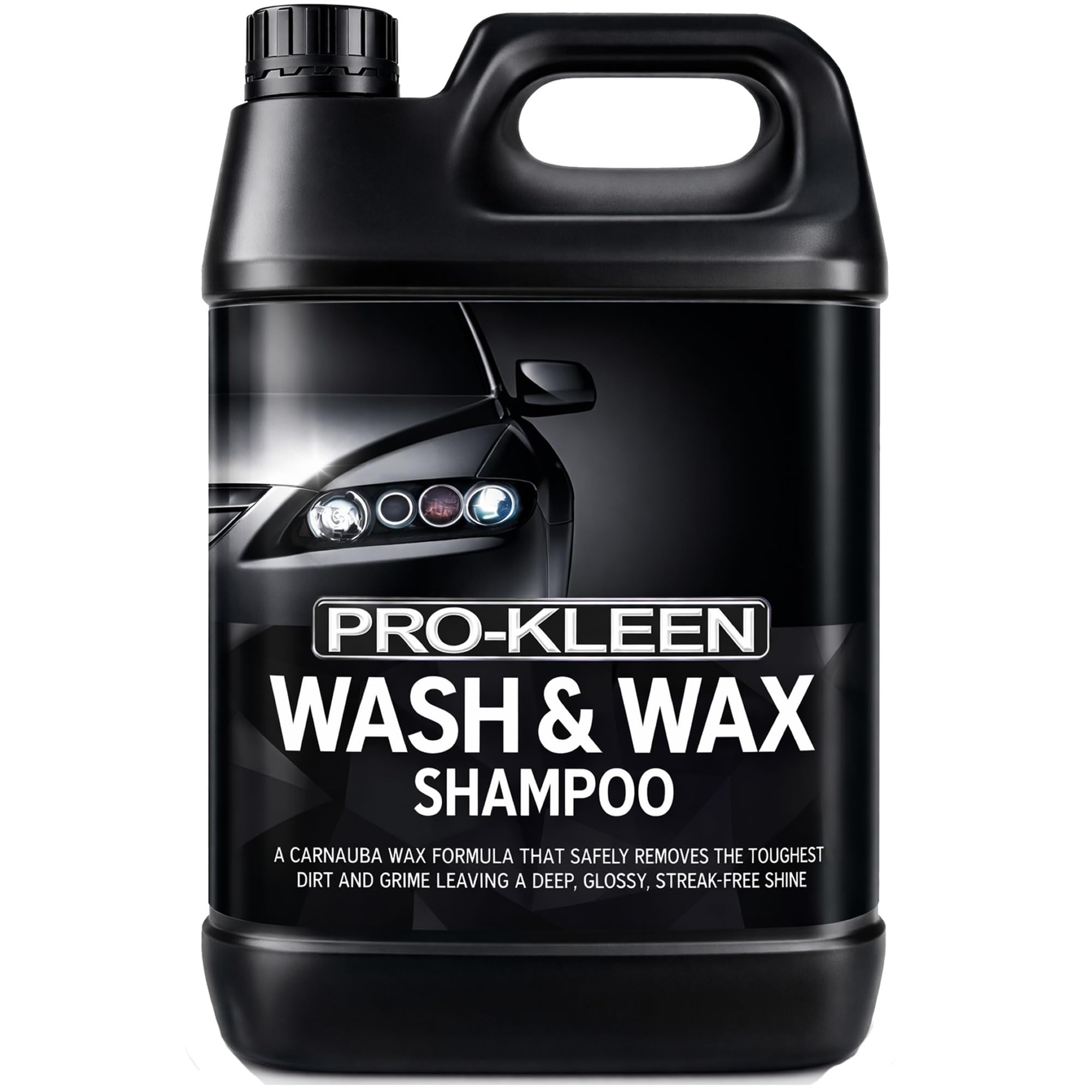 Pro-Kleen Wash & Wax Shampoo with Carnauba Wax 5L - pH Neutral Professional Car Wash Shampoo, Suitable for all Car Exteriors, Glossy Just Waxed Shine