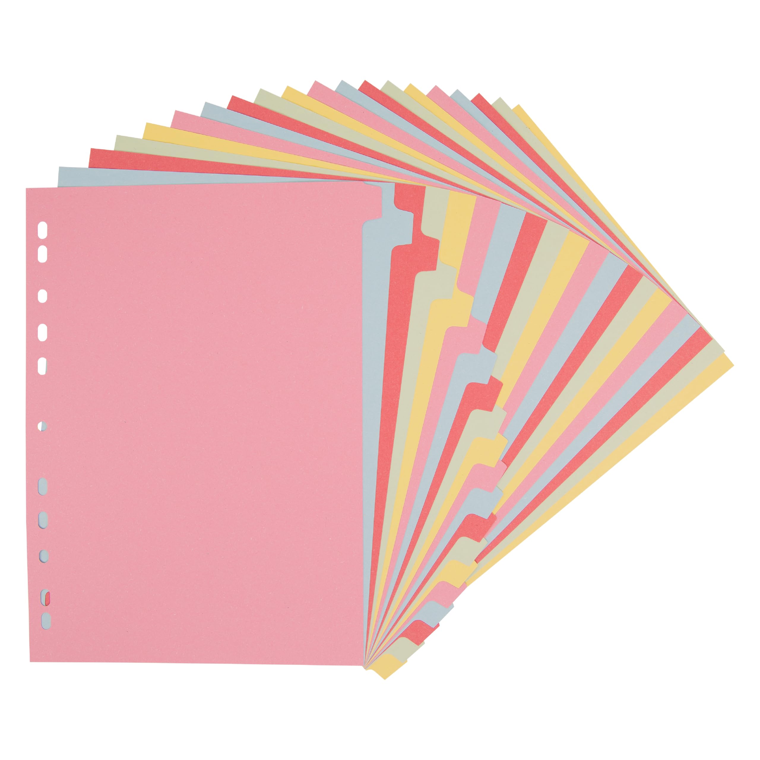 Elba A4 20-Part Card Dividers – Assorted Colours, Multi-Punched, 240gsm Recyclable Manilla