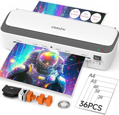 OidoZac A4 Laminator 11-in-1 with 36 Pouches Dual Hot Cold Trimmer Cutter Heads