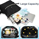 LANDICI Baby Changing Bag Backpack with Mat, Stroller Straps, Black view 3