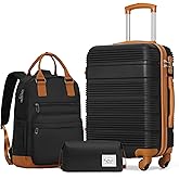 LONG VACATION 3 Piece Carry On Luggage Set with Backpack, 20 Inch Carry Suitcase with Spinner Wheels, ABS+PC Hardshell Suitcase set with TSA Lock & YKK Zipper