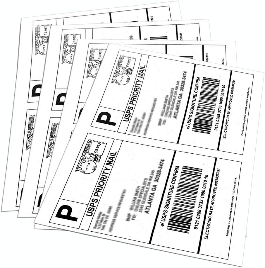 100 Sheets Sticker Labels Shipping Address Labels for Laser/Ink Jet Printer (2-up) : Office Products