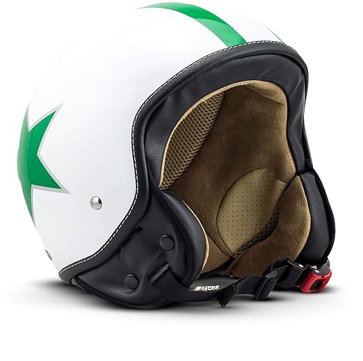 SOXON® SP-301 Star „Green“· Jet-Helm · Motorrad-Helm Roller-Helm Scooter-Helm Bobber Mofa-Helm Chopper · ECE Schnellverschlus