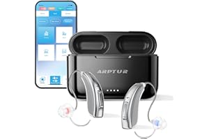 ARPTUR Rechargeable Bluetooth Hearing Aids for Seniors - APP Controlled, Noise Cancelling, Wireless Music Streaming, Hands-Free Phone Calls, OTC Hearing Devices (Silver Verdigris Clip)