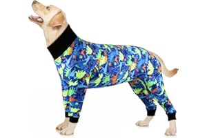 Etdane Dog Onesie Surgery Recovery Suit for Female Male Dogs After Spayed Suit Surgical Recovery Suit Anti Shedding Body Suit for Small Medium Large Dog Dinosaurs/L