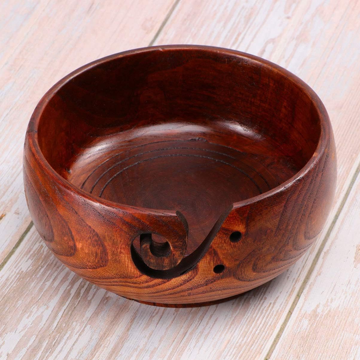 Wood Yarn Bowl Storage Non Slip Crochet Organizer Smooth Swirl Wool Sekin Knitting Accessory (Random Plane Bottle and Convex Bottle) - Image 5