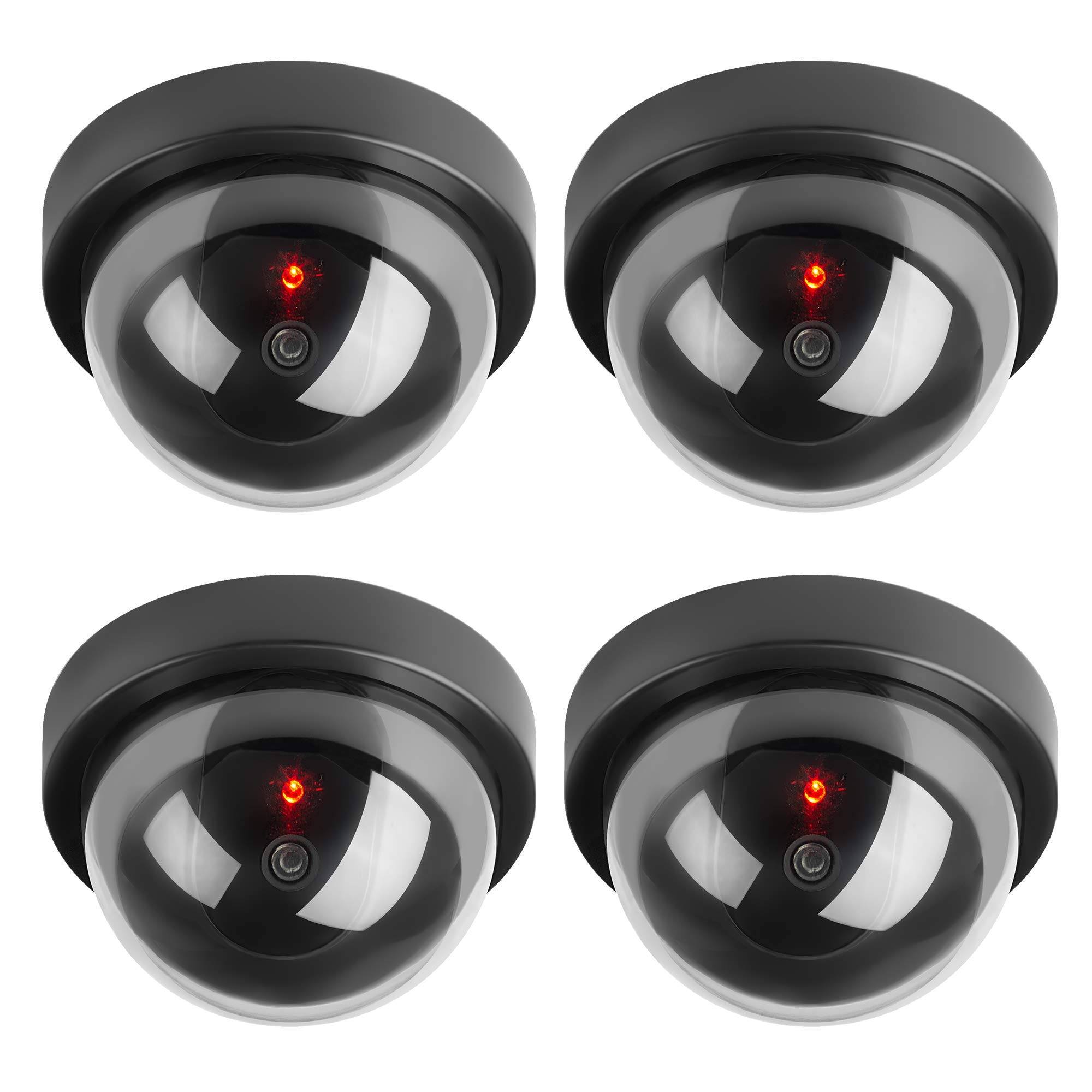 TOROTON Dummy Dome Fake Security CCTV Camera Simulation Monitor with LED Blinking Light, Outdoor Indoor Use for Homes & Business, 4 Pack