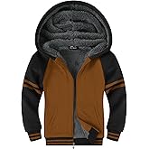 LLdress Boys Hoodie Kids Fleece Sherpa Lined Jacket Youth Zip Up Heavyweight Hooded Sweatshirt Teen Winter Warm Coat