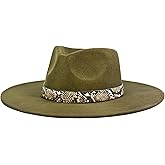 FLUFFY SENSE. Big Wide Brim Boho Western Hat for Women and Men - Felt Rancher Fedora Hat with 4 inches Flat Brim