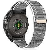 RosMank 22mm Quickfit Nylon Watch Band Compatible with Garmin Fenix 8 Fenix E 47mm/7 Pro/7/6 Pro/6, Wavy Replacement Strap for Tactix 8 47mm/Instinct 3 E 45mm/Forerunner 970 965/Descent G2 G1/Epix/Approach S70 47mm/MARQ