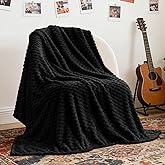 BEDELITE Fleece Throw Blanket for Couch & Bed - 3D Jacquard Decorative Black Blanket, Super Soft and Cozy Warm Fuzzy Blanket All Seasons Suitable, 50x60Inches