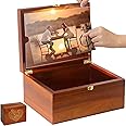 SanSuePros Large Wooden Keepsake Box with Hinged Lid and Photo Frame - Elegant Wedding Memory Box, Ideal for Photos, Letters, Time Capsules, Bride Gift, Love Box, Decorative Storage，5.5“*8.6”*11.3“