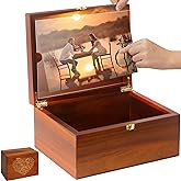 Large Wooden Keepsake Box with Hinged Lid and Photo Frame - Elegant Wedding Memory Box, Ideal for Photos, Letters, Time Capsules, Bride Gift, Decorative Storage,5.5“*8.6”*11.3“