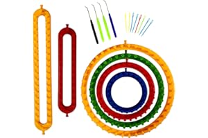 Olikraft Knitting Loom Kit - 4 Round, 2 Rectangular Yarn Looms - Chunky Blanket Loom - for Crochet, Hat, Scarf