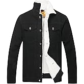BULUWIE Men's Sherpa Fleece Lined Thicken Denim Jacket, Men Lapel Winter Warm Jean Jacket, Slim Fit Trucker Cowboy Denim Coat