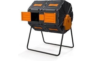 GasXcel Compost Bin Outdoor, 45Gallon Dual Chamber Composter Large Composting Bin, 360° Rotating Compost Bin, BPA-Free Fast-Working Tumbling Compost Barrel, Heavy-Duty Kitchen Garden Composter Tumbler