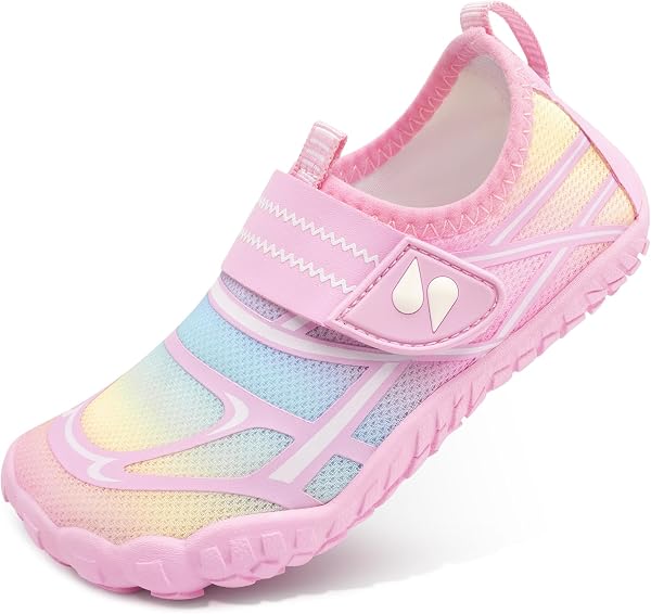 Stelle Kids Water Shoes Wide Toe Box Quick Dry Barefoot | Non-Slip Aqua Shoes with Breathable Mesh Upper for Beach, Swim, Poo
