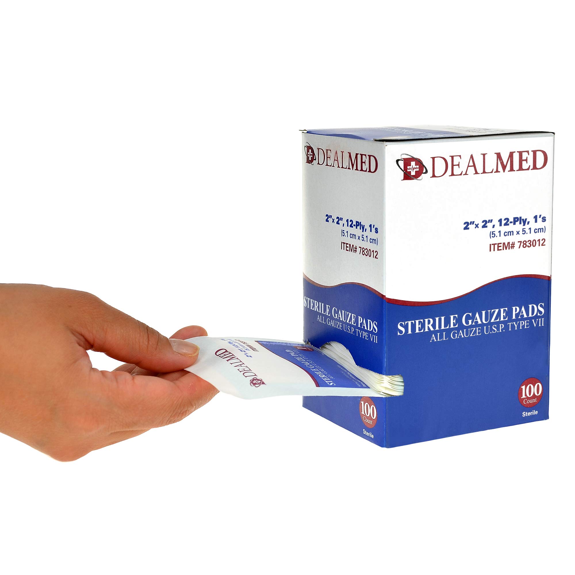 Dealmed Brand Sterile Gauze Pads, Individually Wrapped for Wound