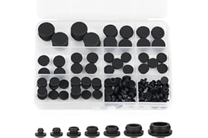 Qoroos 110 Pcs Rubber Plugs for Round Holes Silicone Plug Holes Snap Locking with Assorted Sizes for Furniture 4/5/6/7/8/10/1