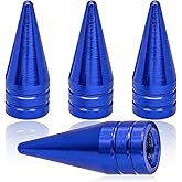 MEAJOO 4PCS Spiked Shape Tire Valve Stem Caps, Aluminum Alloy Spike Wheel Tire Valve Stem, Universal Dustproof Tire Valve Stem Covers for Cars, SUV, Trucks, Bikes, Motorcycles, Bicycles(Blue)