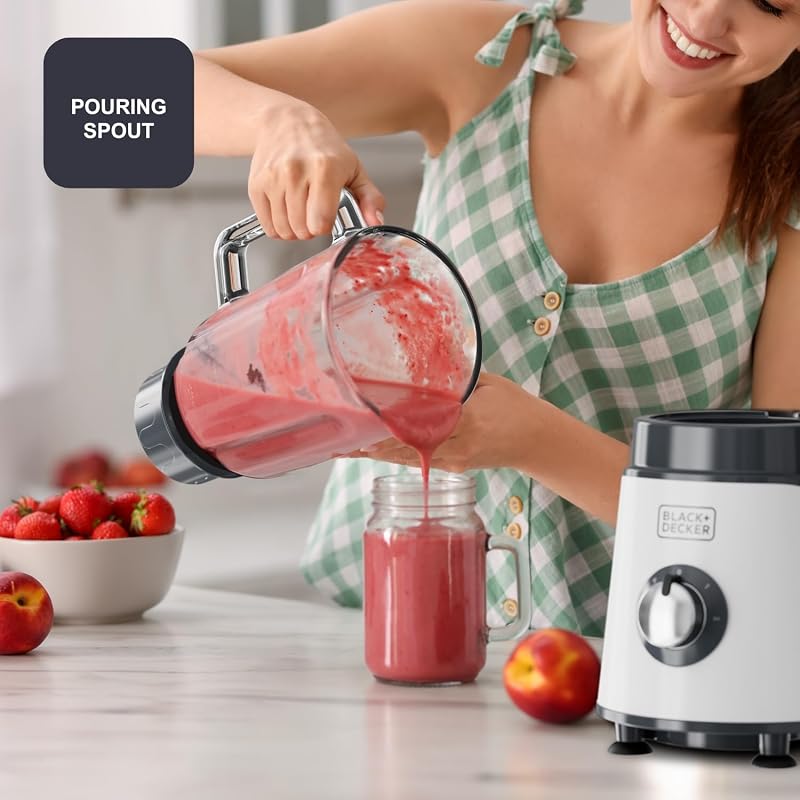 - Liquidificador BXJB1002E 1000W | Jarro de vidro 1.5L | Lâminas de Aço Inoxidável 4 Bordas | Função Ice Crush | 2 Velocidade + Pulso | Cofre para máquina de lavar louça | Sistema de Segurança
