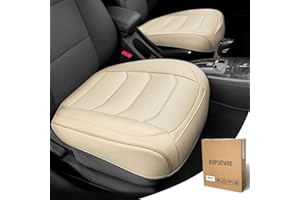 BOPUOVRE Car Seat Cover for Luxury & Comfort - PU Leather, Anti-Slip, Full Wrap Protection with Storage Pocket for Bottom Cushion - Universal Fit for 95% of Vehicles (Beige,2 Piece)