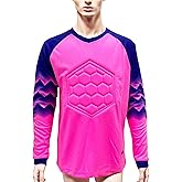 DRHOM Youth Boys Goalkeeper Soccer Jersey Kids Long Sleeve Soccer Uniform Padded Goalkeeper Shirt Tops