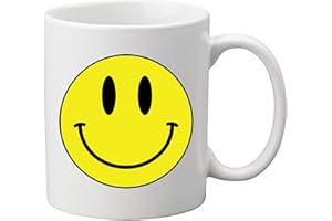 D STICKY COMPANY Cute Smiley Face Ceramic Coffee Mug 11oz – Fun and Cheerful Design for Home, Office, or Gifting