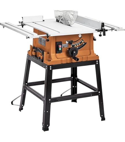 10 Inch Table Saw with Stand, 15 Amp 5000RPM Portable Table