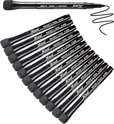 ABEIER Whiteboard Marker 12 Black Magnetic Sponge Dry Wipe Round Tip 1-2mm
