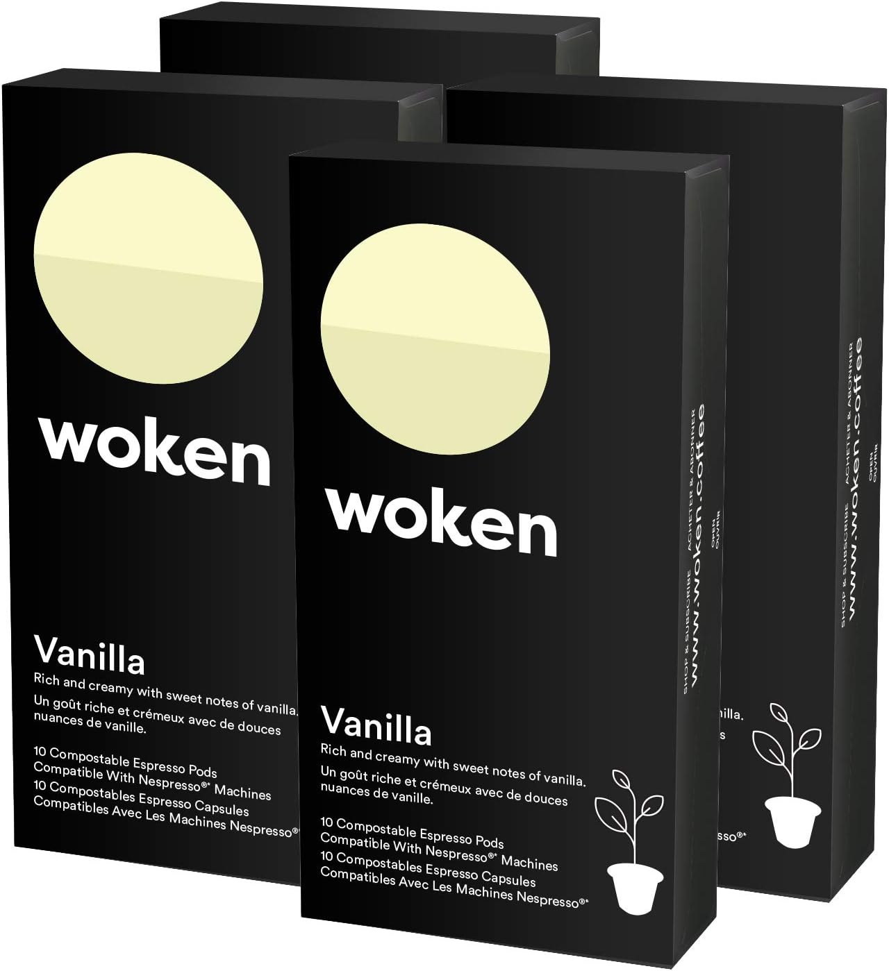 Nespresso Compatible, Compostable Coffee Capsules - Vanilla -Style Espresso Pods for Nespresso Machines, Eco-Friendly Alternative (60)