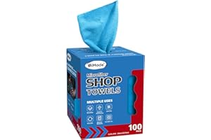 UNIMADE Shop Towels, 100 Sheets Microfiber Cleaning Cloth Commercial Grade Washcloths Lint-Free Bulk Shops Rags for Cars Mechanic Restaurant Garage Housekeeping, 11"x 9", Blue