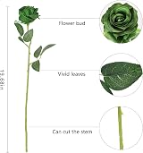 Veryhome 10 Pcs Artificial Roses Silk Flowers Single Stem Bridal Bouquets Dark view 5