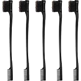 5 Pieces Hair Edge Brush Double Sided Control Hair Brush Comb Combo Pack Smooth Comb Grooming (Black)