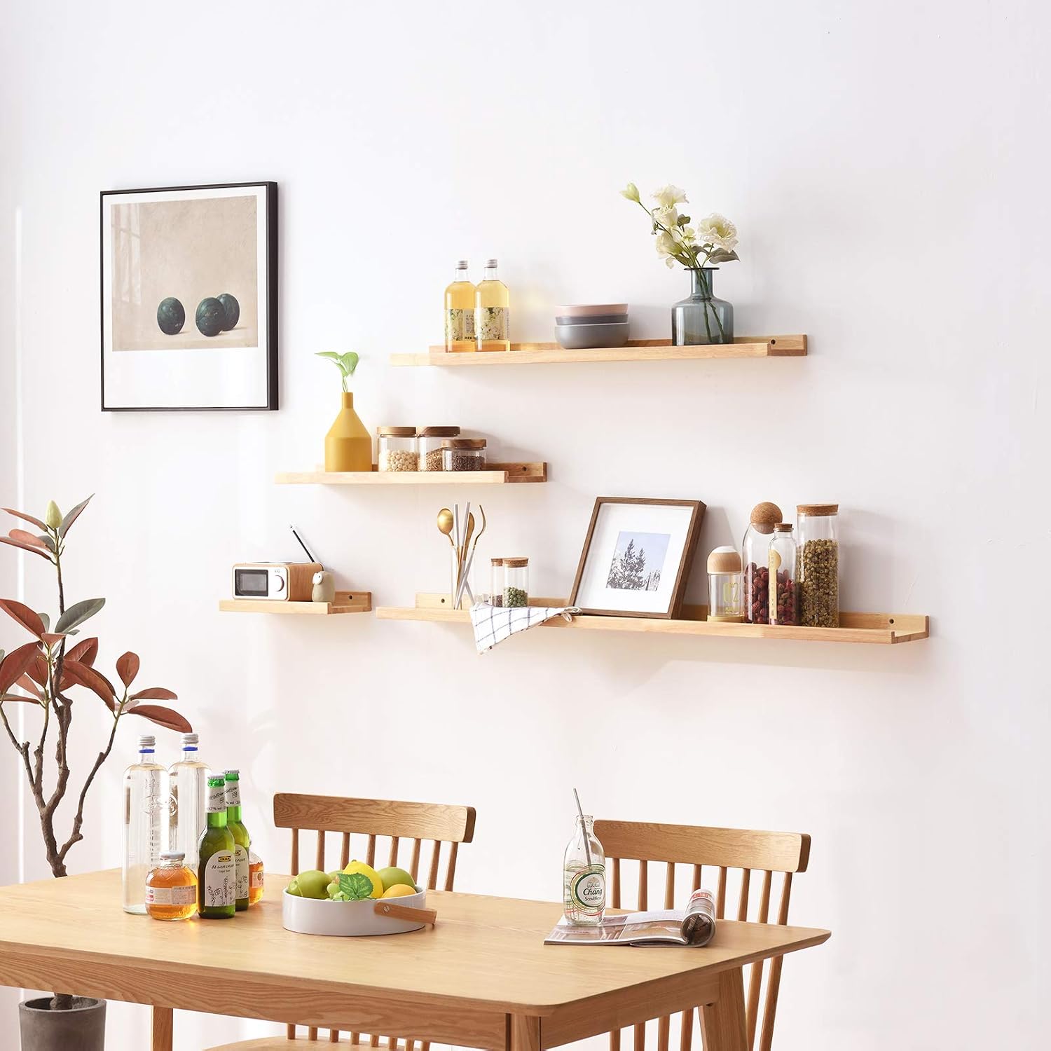 IBUYKE Solid Timber Floating Shelf Wall, Creative U-shaped Shelf Display Racks for Living Room Office, Bedroom, Bathroom - Image 3
