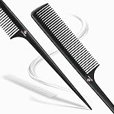 VIVEDGE| Carbon Parting Rat Tail Comb for Hair Styling, Parting &amp; Teasing | Anti Static Heat Resistant Fine Tooth Tail Comb for Sectioning, Hair Coloring, Braiding &amp; Salon Styling for Women &amp; Men