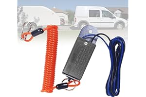 lukar Trailer Breakaway Switch, 6.56ft Breakaway Coiled Cable wih 12V DC Electric Brake Switch, Emergency Breakaway Switch for RV Towing Trailer