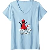 Womens Marvel Studios Deadpool &amp; Wolverine Maximum Effort Coffee V-Neck T-Shirt