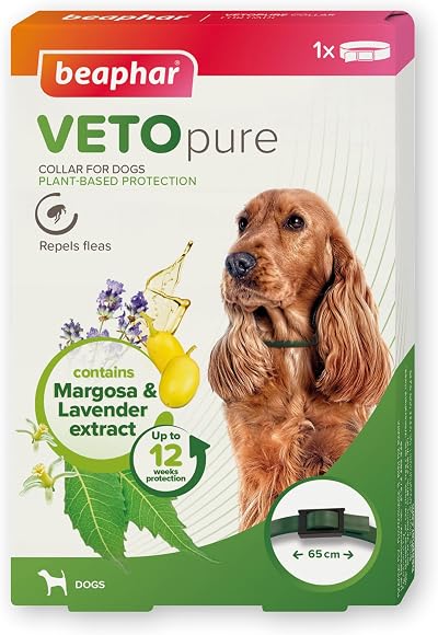 Beaphar VETOpure Flea Collar for Dogs 65cm Plant Based Margosa Lavender