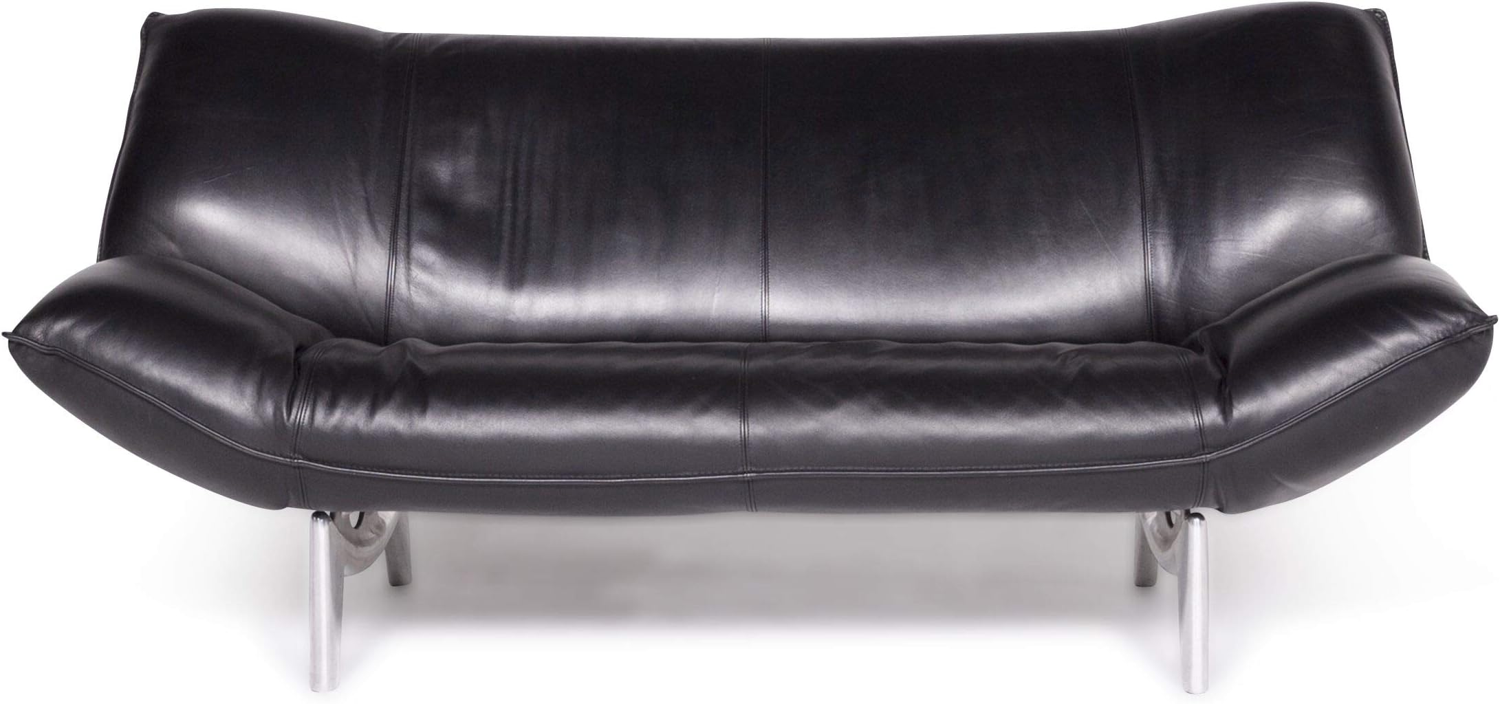 Leolux Tango Leather Sofa Black Genuine Leather Three-Seater Couch