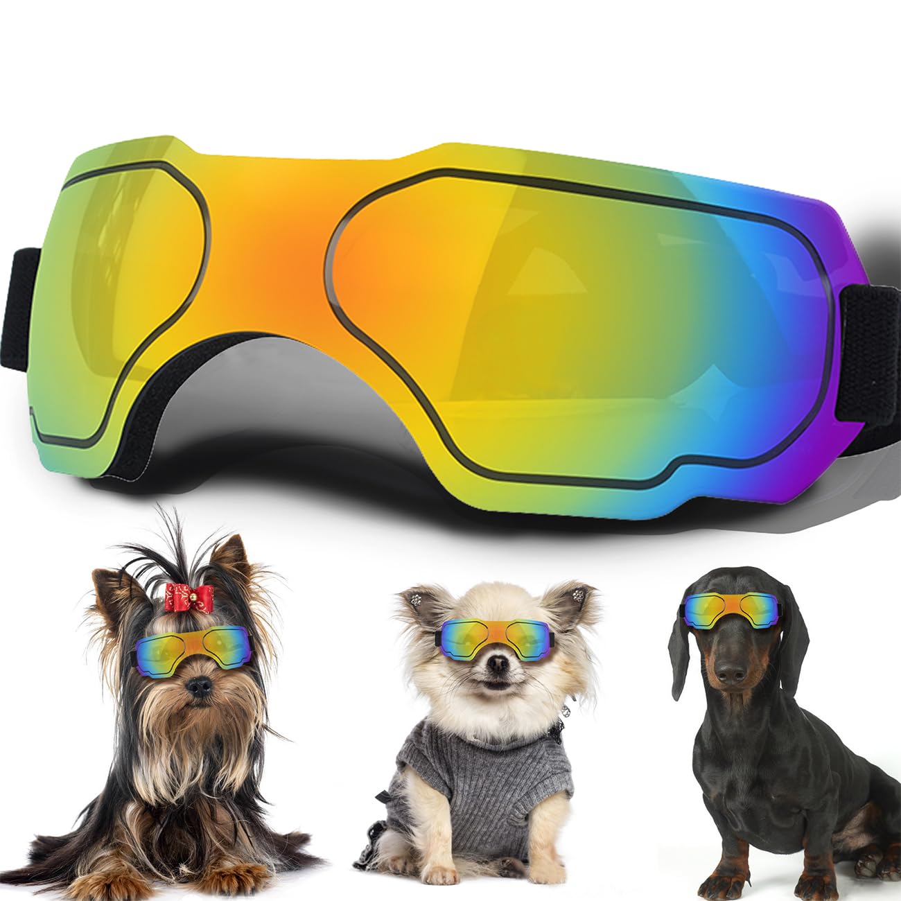 NICERINC PET Small Dog Sunglasses, Dog Goggles with Adjustable Strap UV Protection Winproof Snowproof Dog Puppy Sunglasses, Suitable for Small Dog Pet Glasses, Dogs Eyes Protection