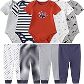 Kiddiezoom Baby Layette Set Baby Boys' 9-Piece Bodysuits Pants Set Toddler Girl Boy Unisex Baby Gift Sets